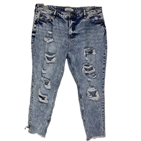 KanCan Estilo Jeans Women’s 16W Distressed Raw Hem Boho Stretch Comfort Relaxed - Picture 1 of 14